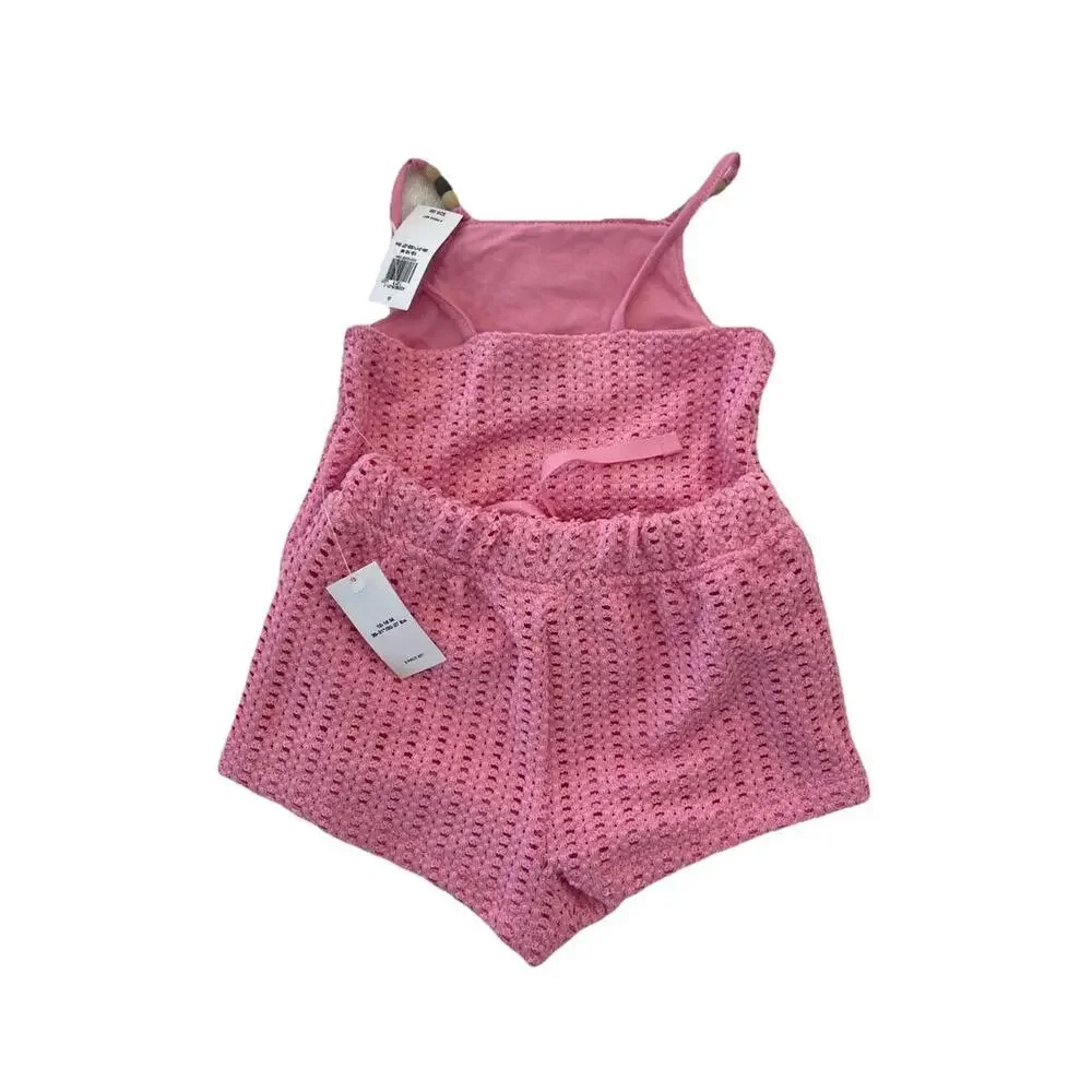 Old Navy Cotton‎ Crochet Short Set  Pink Size 12-18m H89